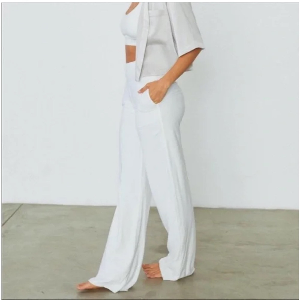 LUNYA WHITE COOL HIGH RISE PANTS - Picture 2 of 13